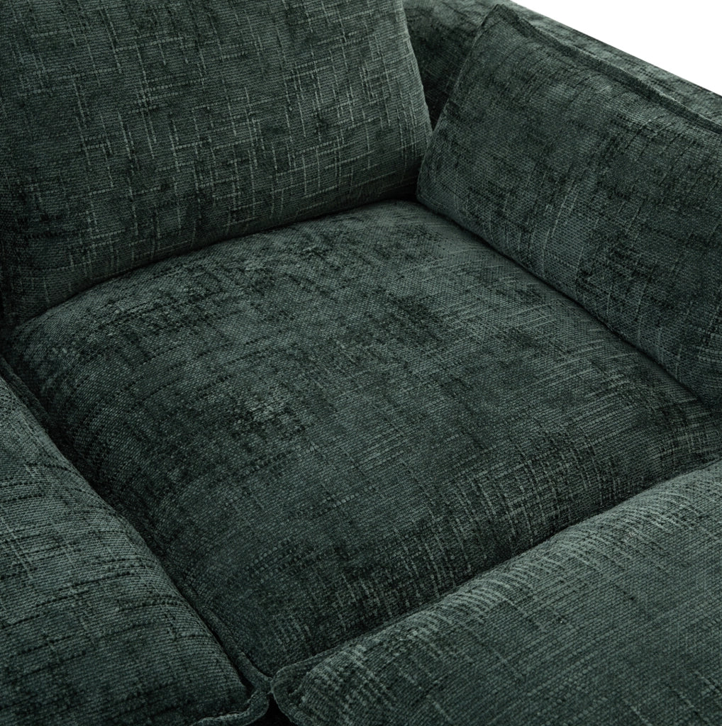Divano modulare in ciniglia verde 322x161 cm con pouf HAVRYA
