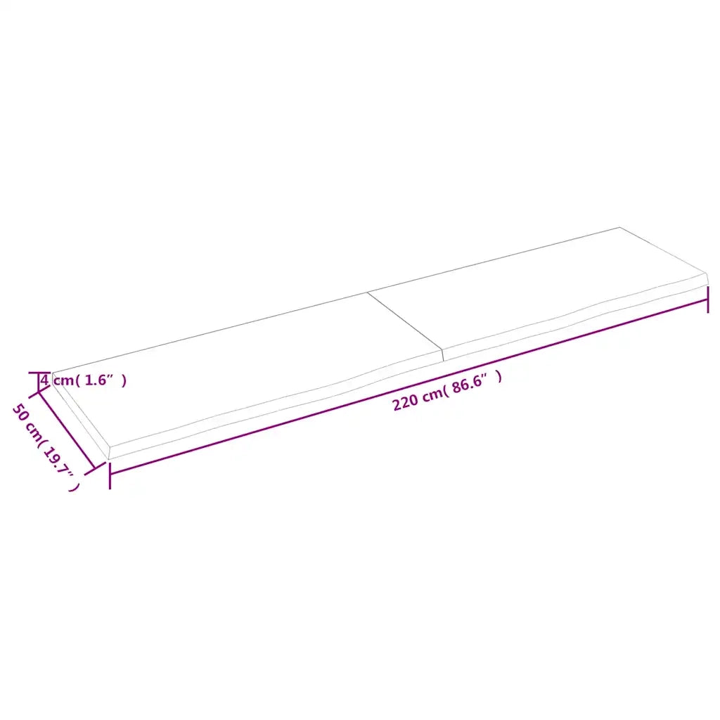 Ripiano Marrone Scuro 220x50x(2-4) cm Massello Rovere Trattato 363856