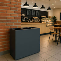 Pattumiera per Raccolta Differenziata 3 Scomparti Capacità 180 lt 90x30x80 cm in Acciaio Antracite