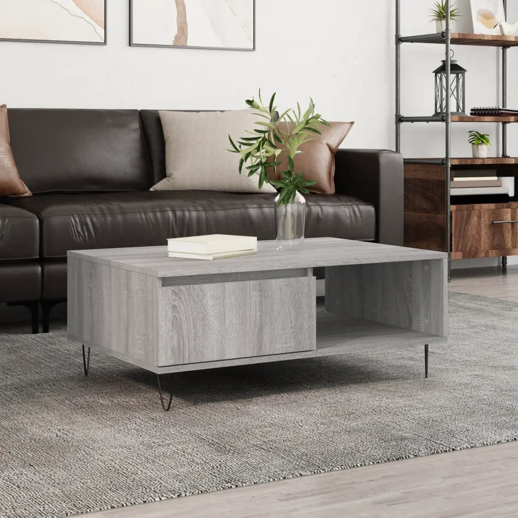 Tavolino da Salotto-Tavolino da soggiorno-Tavolo Grigio Sonoma 90x60x35 cm Legno Multistrato 622625