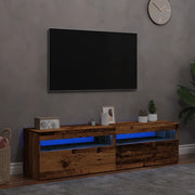 Mobili Porta TV con LED 2 pz-Set di 2 Credenza per TV Legno Antico in Legno Multistrato 983124