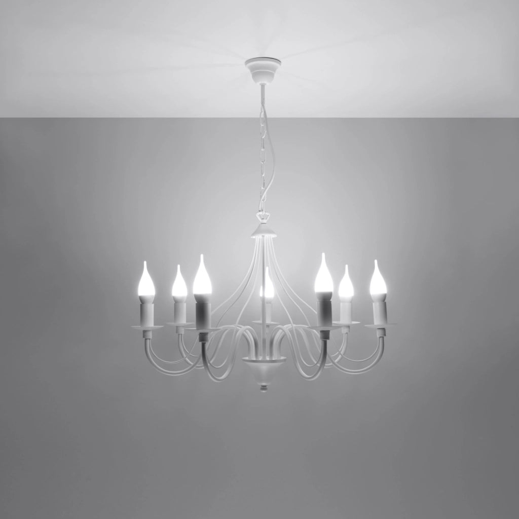 Lampadario Crimson Minerwa a 7 luci in acciaio bianco E14 LED Max 10W