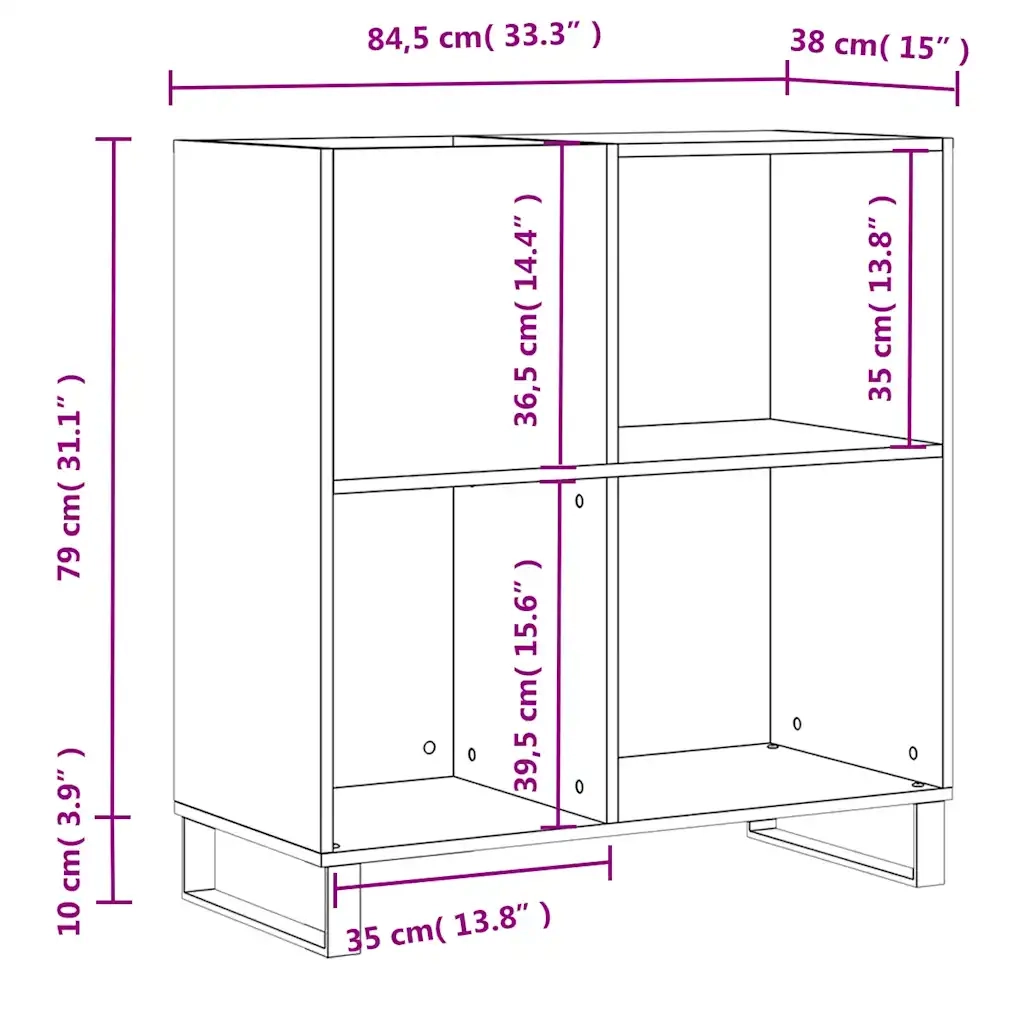 Mobile Porta Dischi Bianco 84,5x38x89 cm in Legno Multistrato 831780