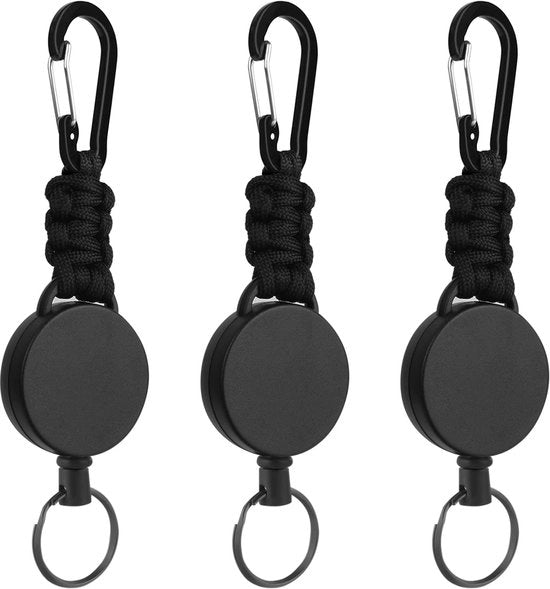 Set da 3 pezzi - manubrio per chiavi - alta elasticità - chiusura facile da aprire - manubrio retrattile per la protezione delle chiavi contro la perdita