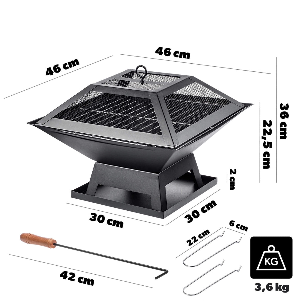 Barbecue a carbone da giardino KADAX, braciere, griglia con coperchio, 46 cm