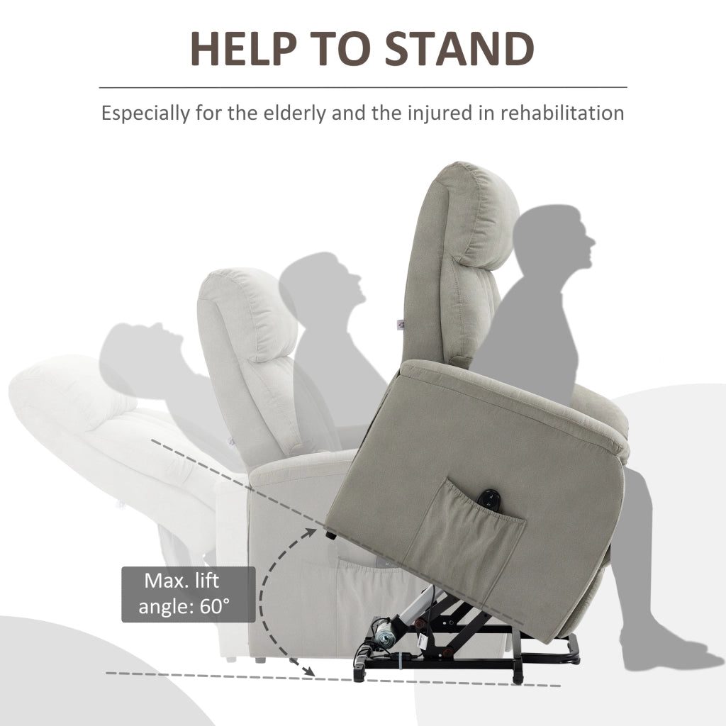 EasyComfort Poltrona Alzapersona Reclinabile 150° max con Telecomando e Poggiapiedi, 75x93x110 cm, Grigio