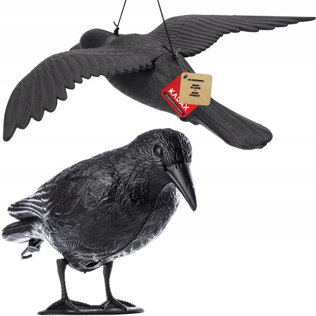 KADAX Grande spaventapasseri a forma di corvo contro piccioni, storni e uccelli in volo (2 pezzi)