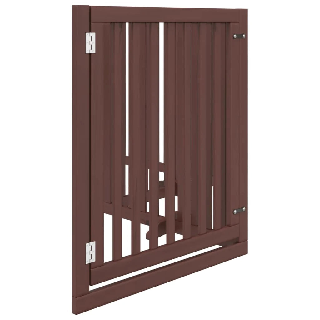 Cancelletto di sicurezza per cani con porta in legno di pioppo marrone a 4 pannelli 02_0023302