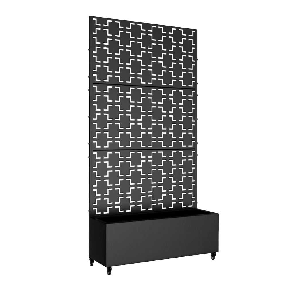 Fioriera con Spalliera Aaskis a Rotelle in Acciaio 190 x 82 x 38 cm - Nero casa.pro