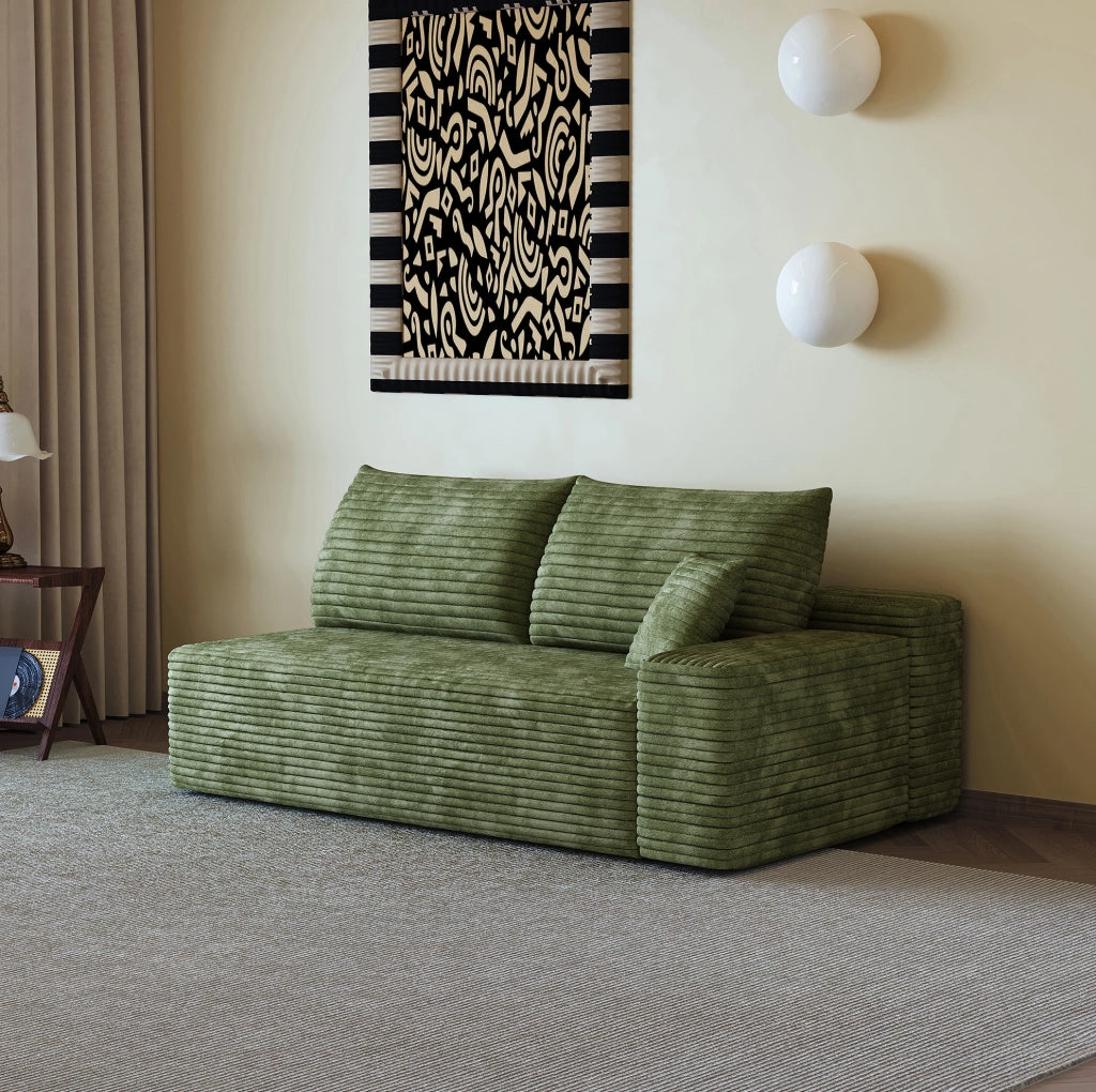 Divano modulare 2 posti con chaise longue destra, verde