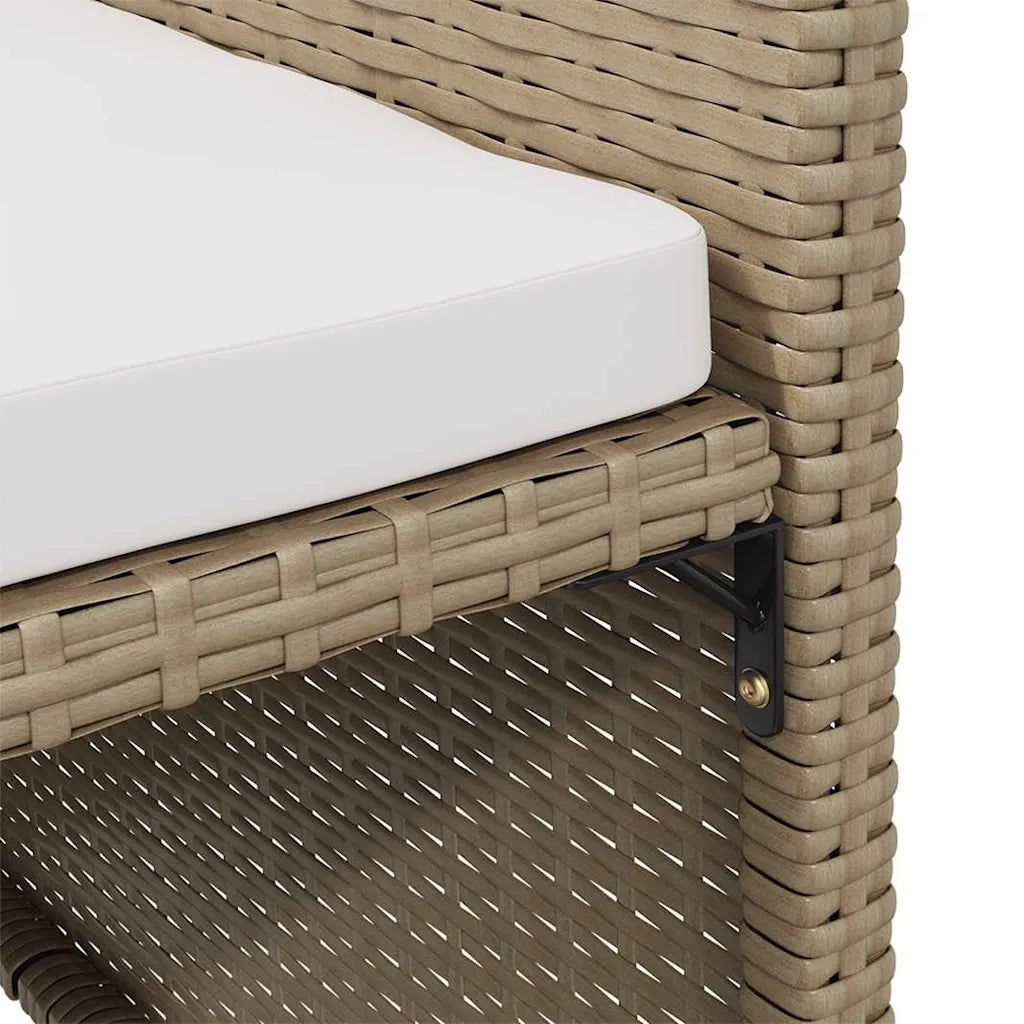 Sedie da Giardino con Sgabelli 2 pz | Sedie da Esterno in Polyrattan Beige