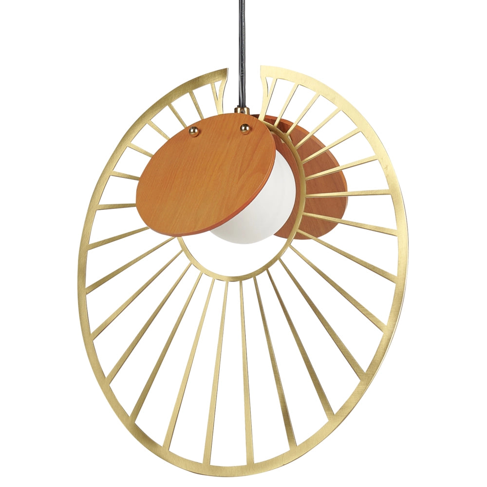 Lampadario in metallo e legno chiaro stile moderno soggiorno ingresso camera da letto