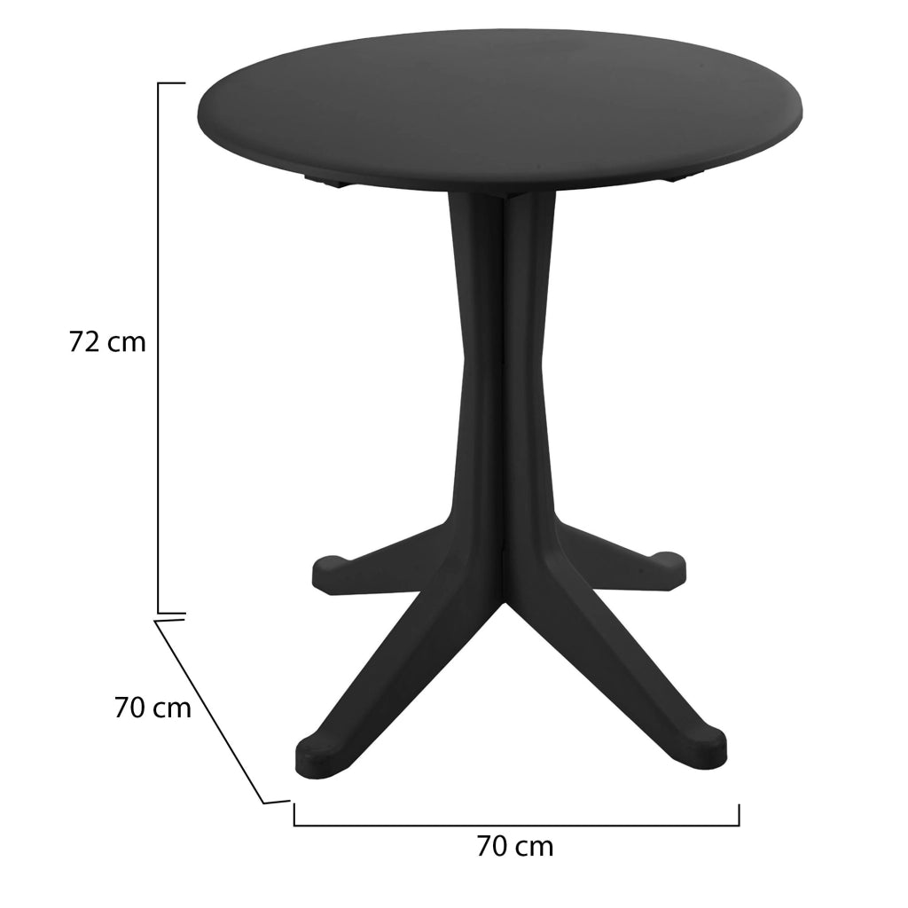 Trimble, Tavolo da Esterno 2 Posti Made in Italy, 70x70x72h cm Nero Antracite