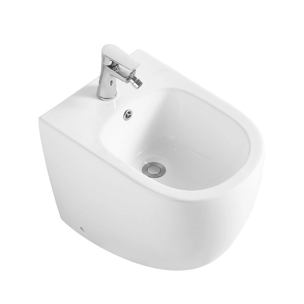 Bidet a pavimento filo muro FB53B in ceramica 52.5x37x41H cm bianco