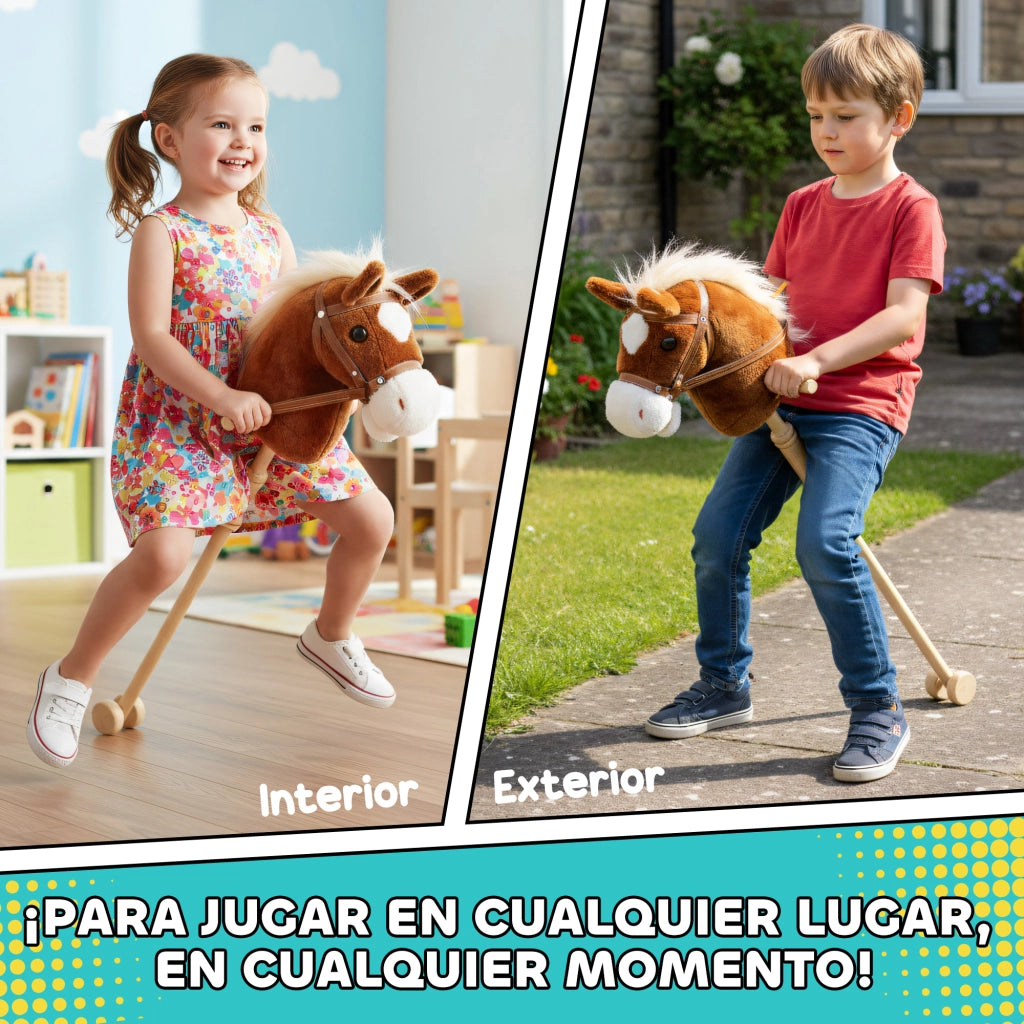 Cavallo a Dondolo in Legno con Ruote ¨C Zephmum ¨C 95 cm Marrone