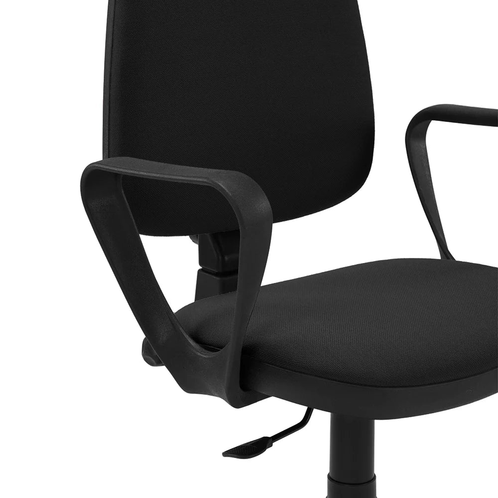 Sedia Girevole da Ufficio MADE IN ITALY America con schienale alto e seduta imbottita, sistema di elevazione regolabile a gas, colore Nero