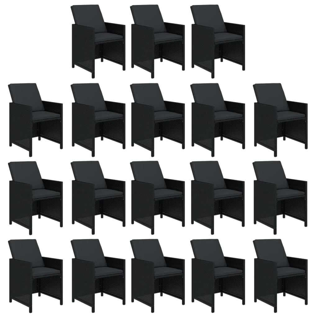 Set da pranzo da giardino mobili da esterno con cuscini 19 pz in polyrattan nero 02_0014430