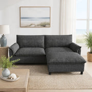 Divano angolare modulare con contenitore e pouf mobile, in Chenille, Grigio 216 × 77 × 82 cm
