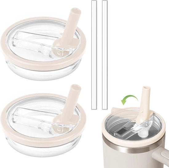 Set da 2 pezzi di contenitori 900 ml senza liquido con coperchio e manico - riciclabile e lavastoviglie - crema