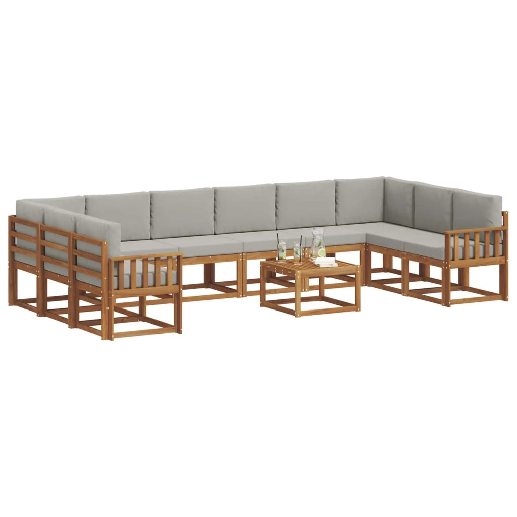 Set di divani da esterno 11 pcs Grigio Naturale e Chiaro 3367084