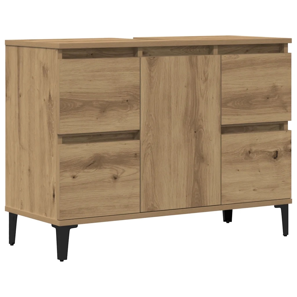Mobile Lavabo Rovere Artigianale 80x33x60 cm Legno Multistrato