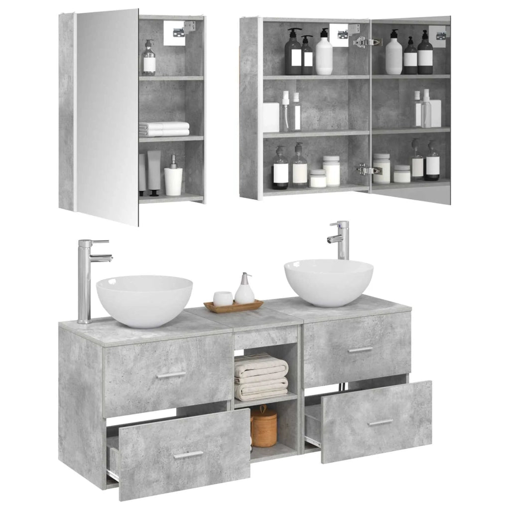 Set di mobili per il bagno 5 pcs Grigio Cemento 3406730