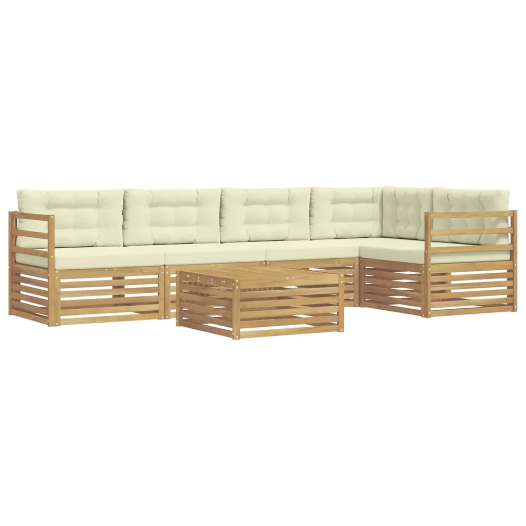 Set di divani da esterno 6 pcs Bianco e Crema Poliestere