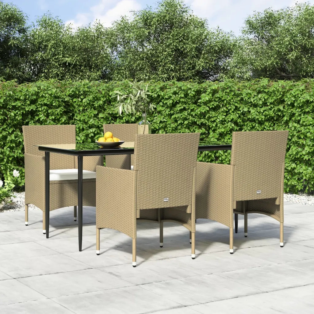 Set da Pranzo da Giardino 5 pz con Cuscini Beige e Nero cod mxl 35466