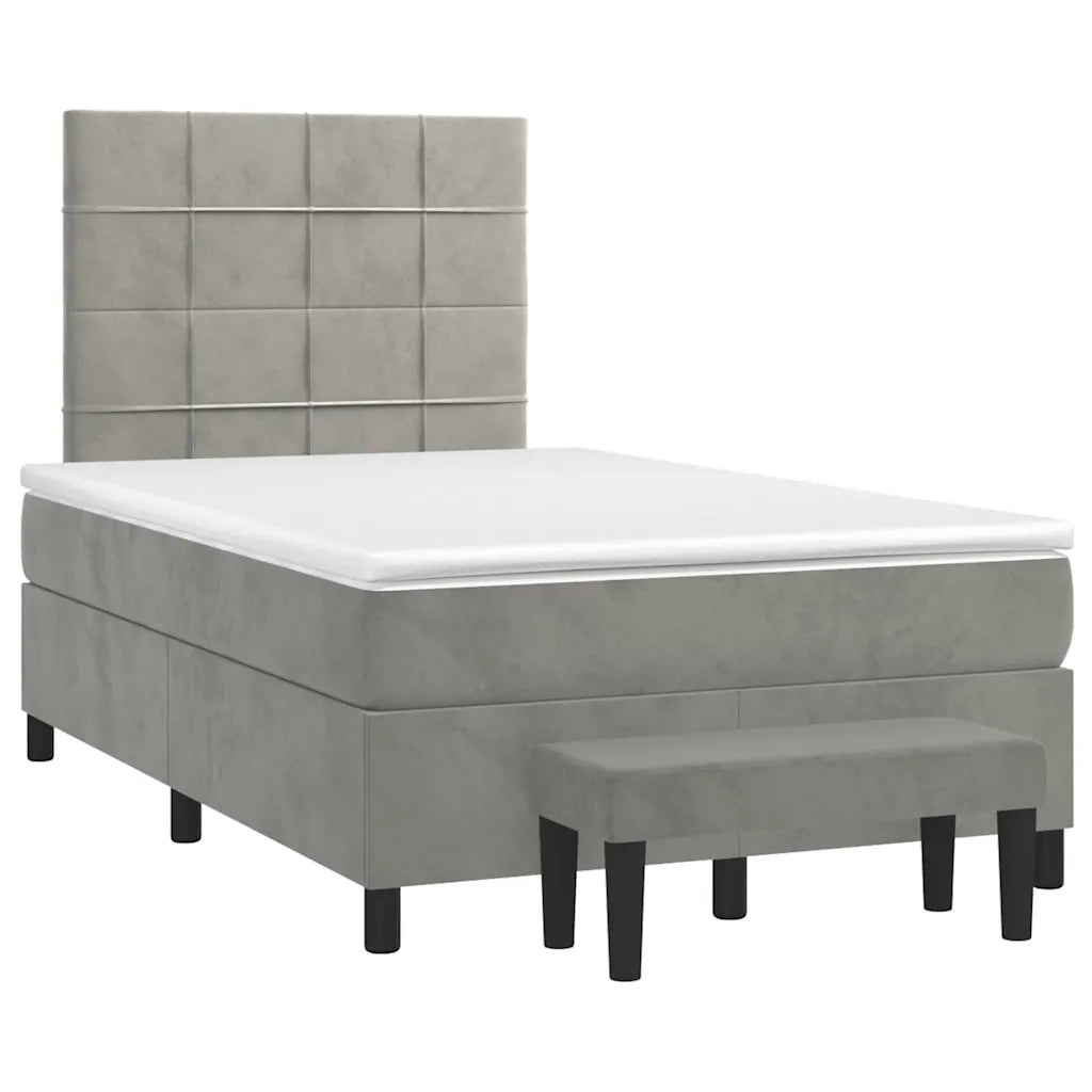 Giroletto a Molle con Materasso Grigio Chiaro 120x190cm Velluto