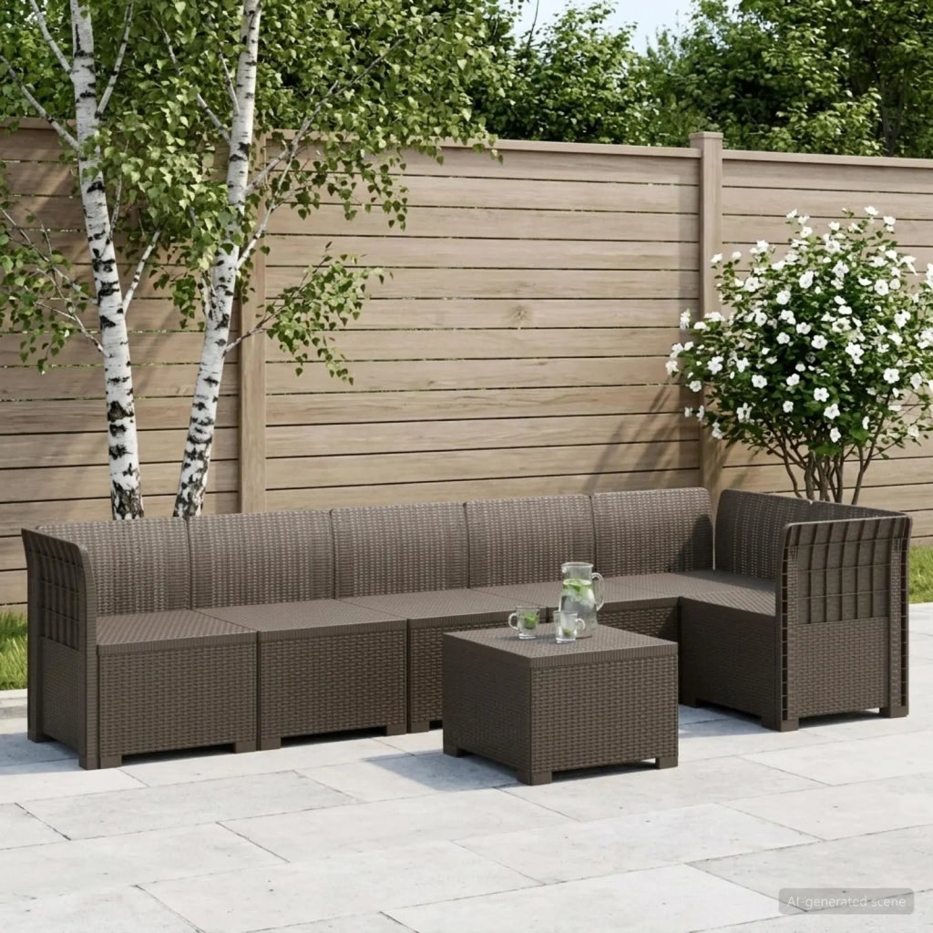 Divano da Giardino 6 Posti Aspetto Rattan PP Grigio Chiaro 3444105
