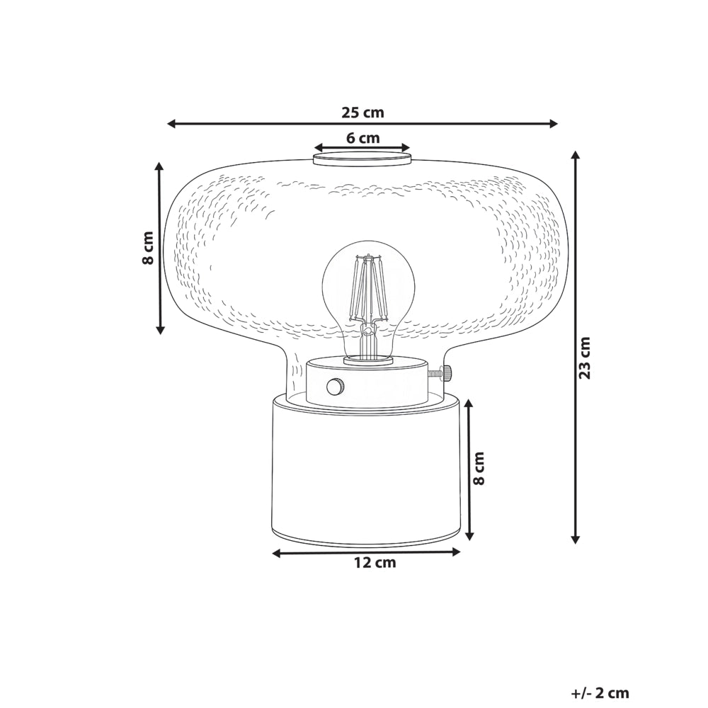 Lampada da tavolo con base in ottone e paralume in vetro testurizzato trasparente; design moderno e glamour per il soggiorno