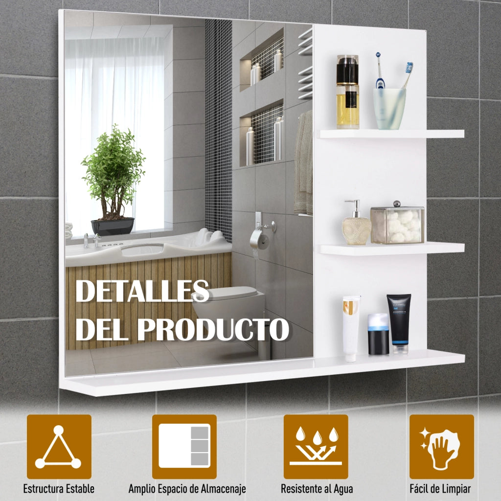 Specchio con Ripiani per Bagno ¨C Zephmum ¨C Bianco 60x48x10 cm