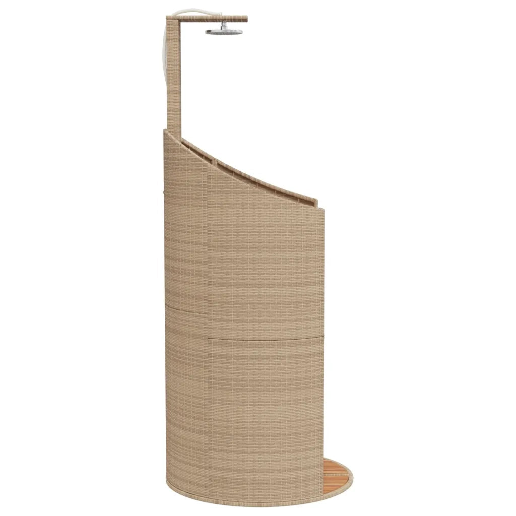 Doccia Esterno Beige 100x100x241,5 cm Polyrattan e Legno Acacia CFW5334429