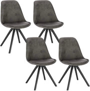 Set di 4 Sedie da Pranzo Stile Retrò Seduta Imbottita con Schienale Senza Braccioli in Tessuto Antracite BH268an-4