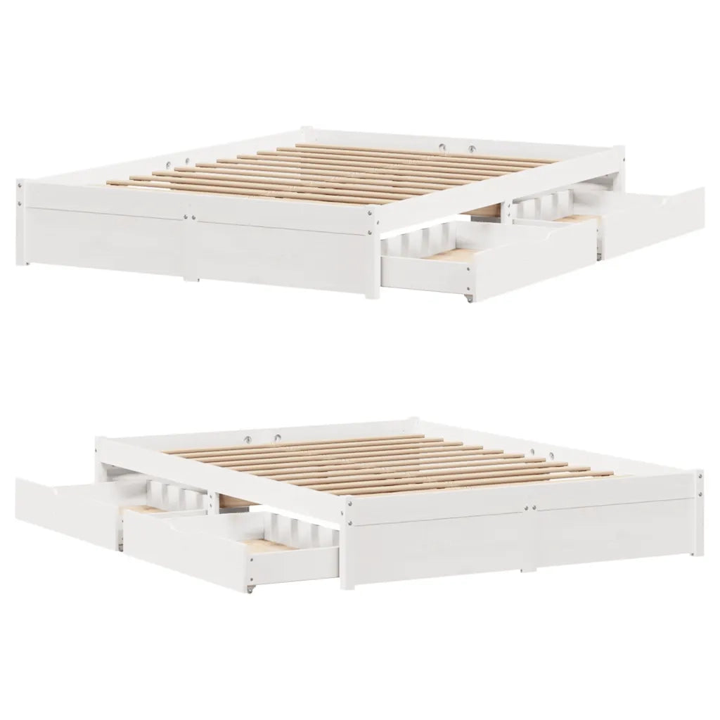 Letto senza Materasso-Struttura Letto Bianco 160x200 cm Legno Massello di Pino 168573