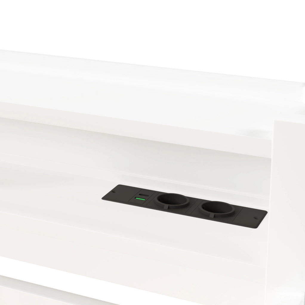 Letto a soppalco 90x200 cm con scrivania, LED e scala contenitore bianco HAVRYA
