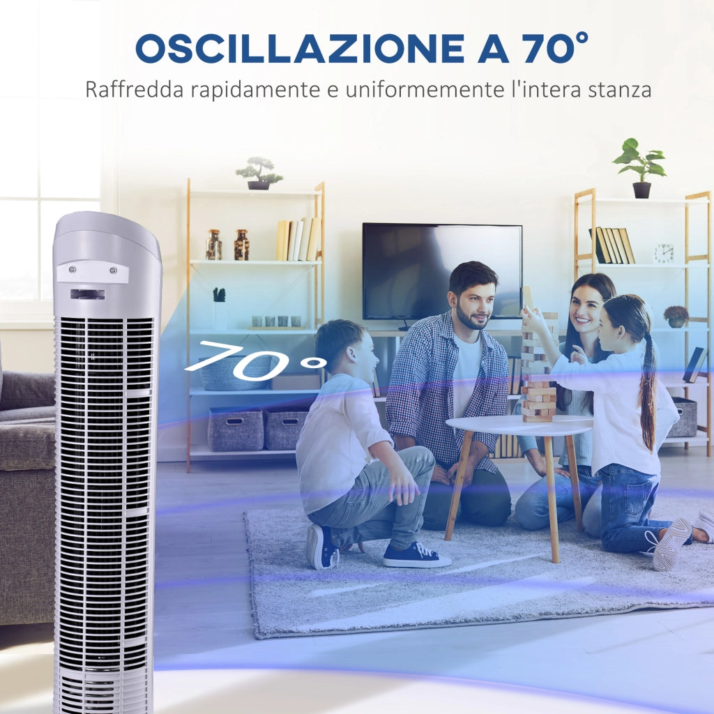 Ventilatore a Torre Oscillante ¨C zephmum ¨C 27x27x75 cm Bianco