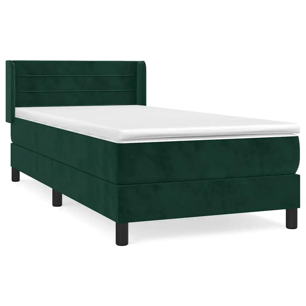 Giroletto a Molle con Materasso Verde Scuro 100x200 cm Velluto 3131006