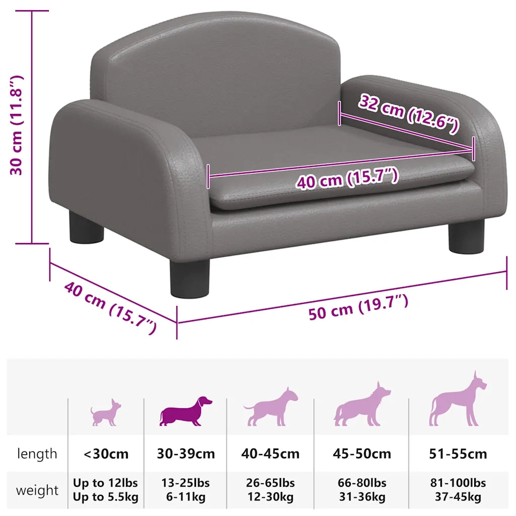 Lettino per Cani Grigio 50x40x30 cm in Similpelle 171979
