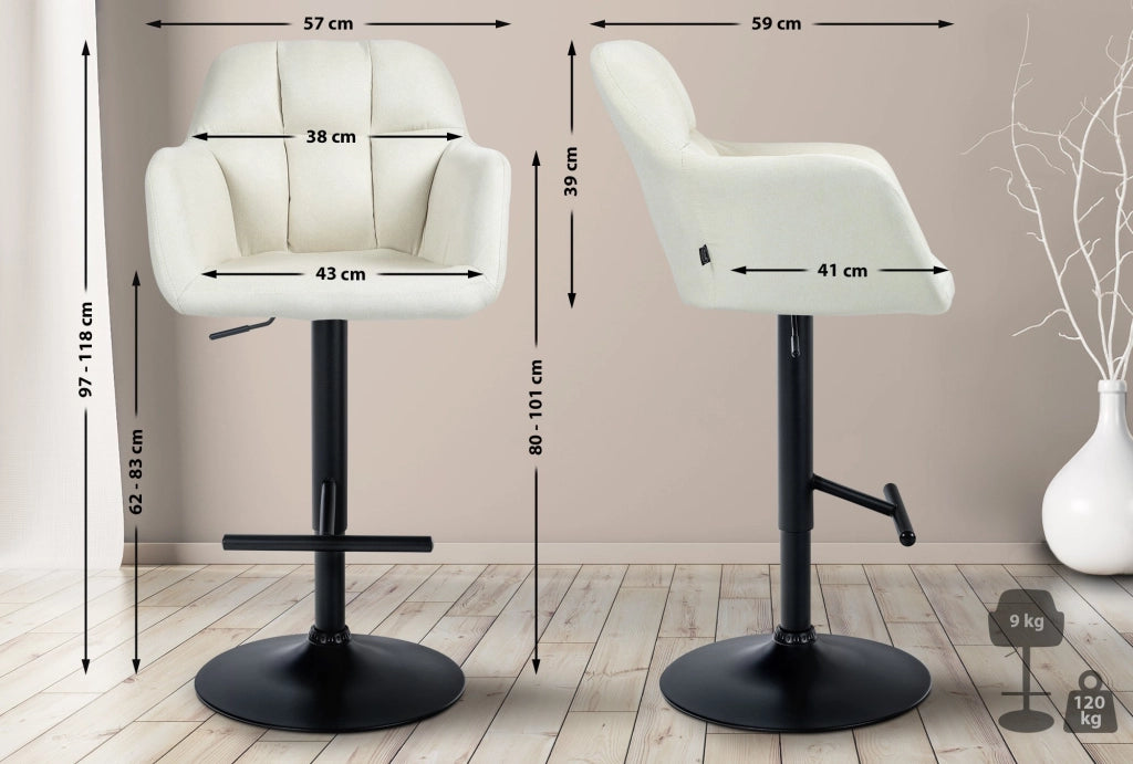 Barhocker Natoma Stoff schwarz