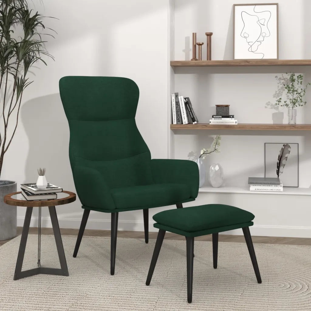 Poltrona Relax con Poggiapiedi Verde Scuro in Tessuto 3097434