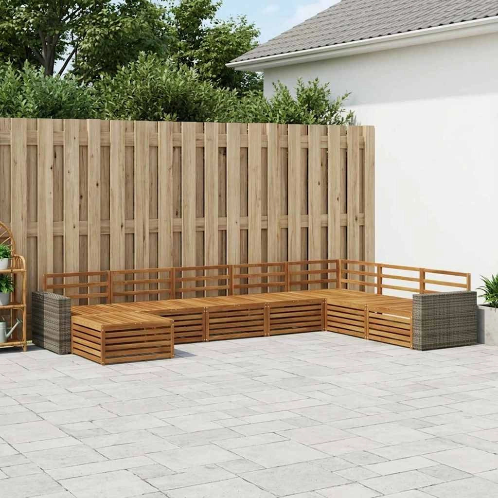 Set di divani da esterno 8 pz Naturale Legno di Acacia Massello 3383727