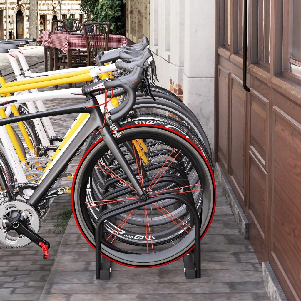 Parcheggio Biciclette 6 Posti ¨C zephmum ¨C Acero 179x33x27 cm Nero