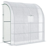 Serra Addossata a 3 Livelli 200x100x215 cm con Porte e Finestre Avvolgibili in PE e Acciaio Verde e Bianco