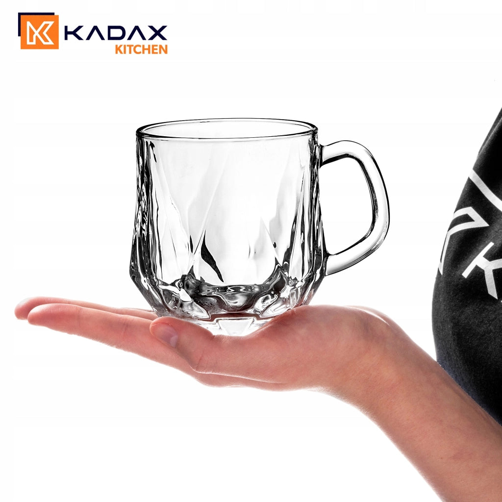 Tazza in vetro KADAX da 300 ml per caffè, tè, bevande e acqua, con manico per succhi di frutta.