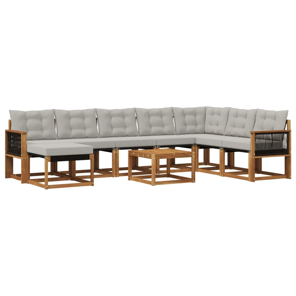 Set di divani da esterno 9 pz Naturale e Grigio chiaro 3382159