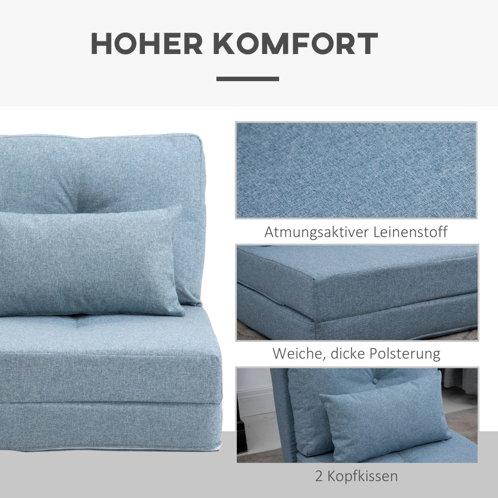 Materasso pieghevole 2 in 1 con cuscino removibile ¨C Xylo ¨C 60x80x56 cm blu cielo
