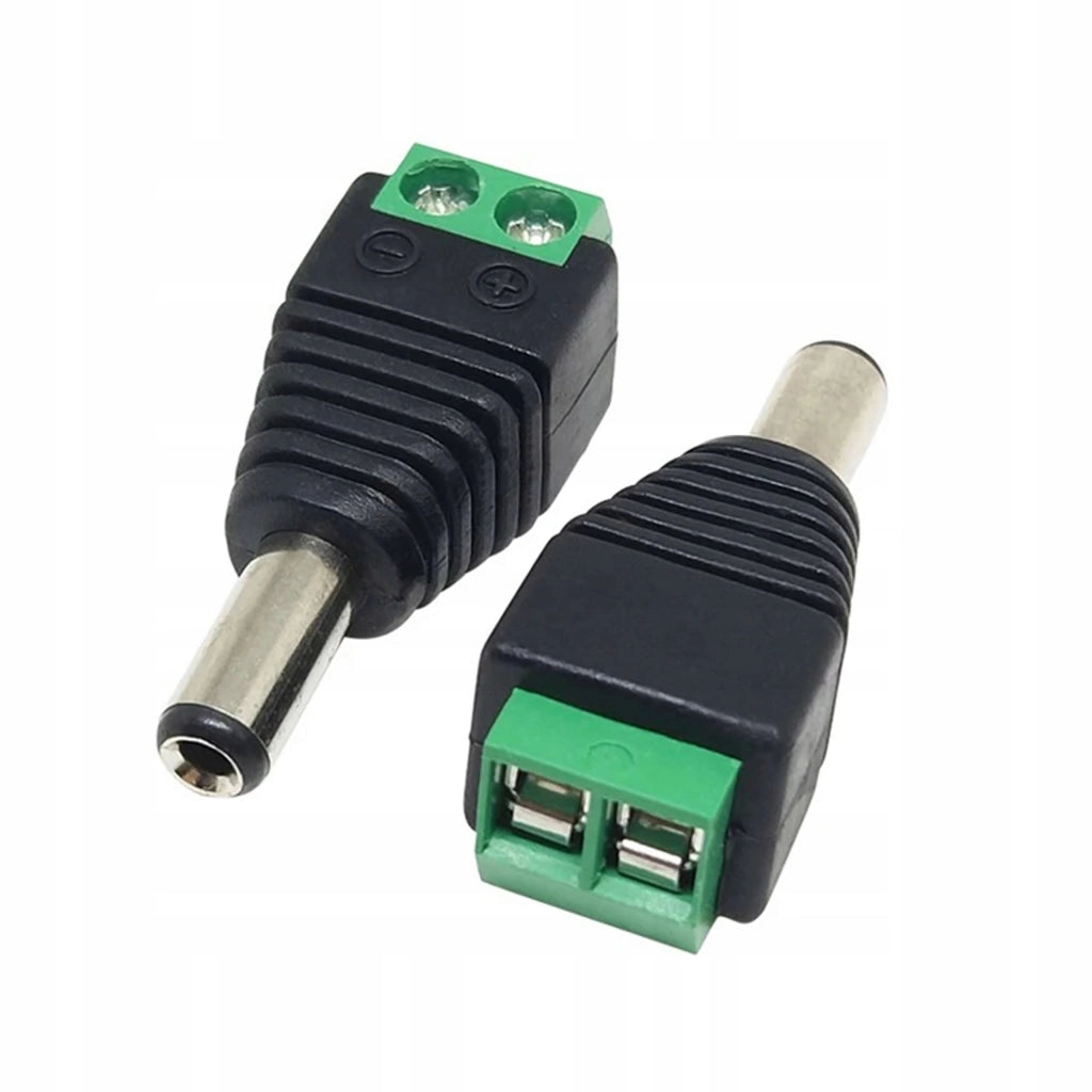 Connettore Maschio CCTV 5,5mm/2,1mm – Alta Qualità, Connessione a Vite | 30V DC, 2A