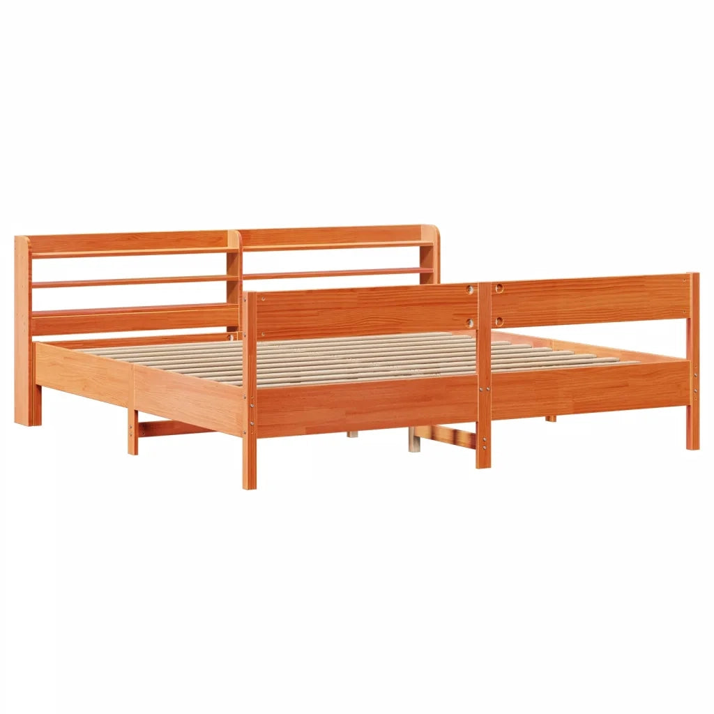 Letto senza Materasso Marrone Cera 200x200 cm in Legno di Pino 3306917