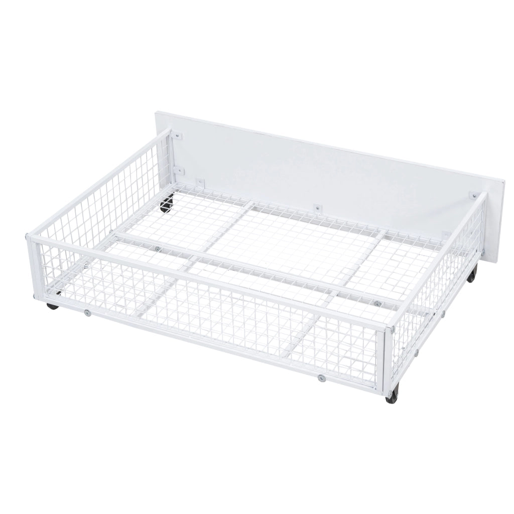 OKWISH Letto a Castello 140×200 cm e 90×200 cm, Letto 3 Posti con 2 Cassetti, Convertibile e Sponde, senza Materasso, Bianco